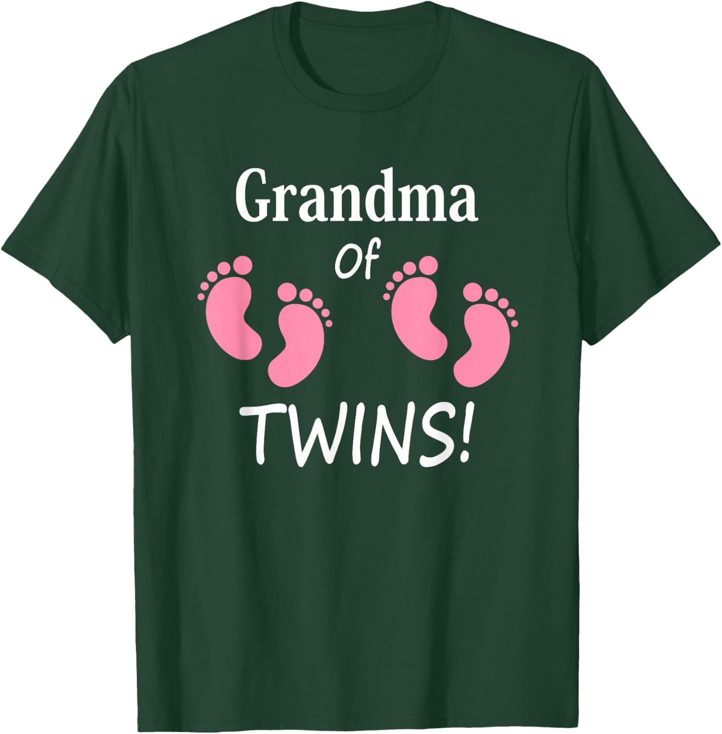 Grandma of Twin Girls Footprint Design Grandmother T-Shirt - T-Shirt | Forest