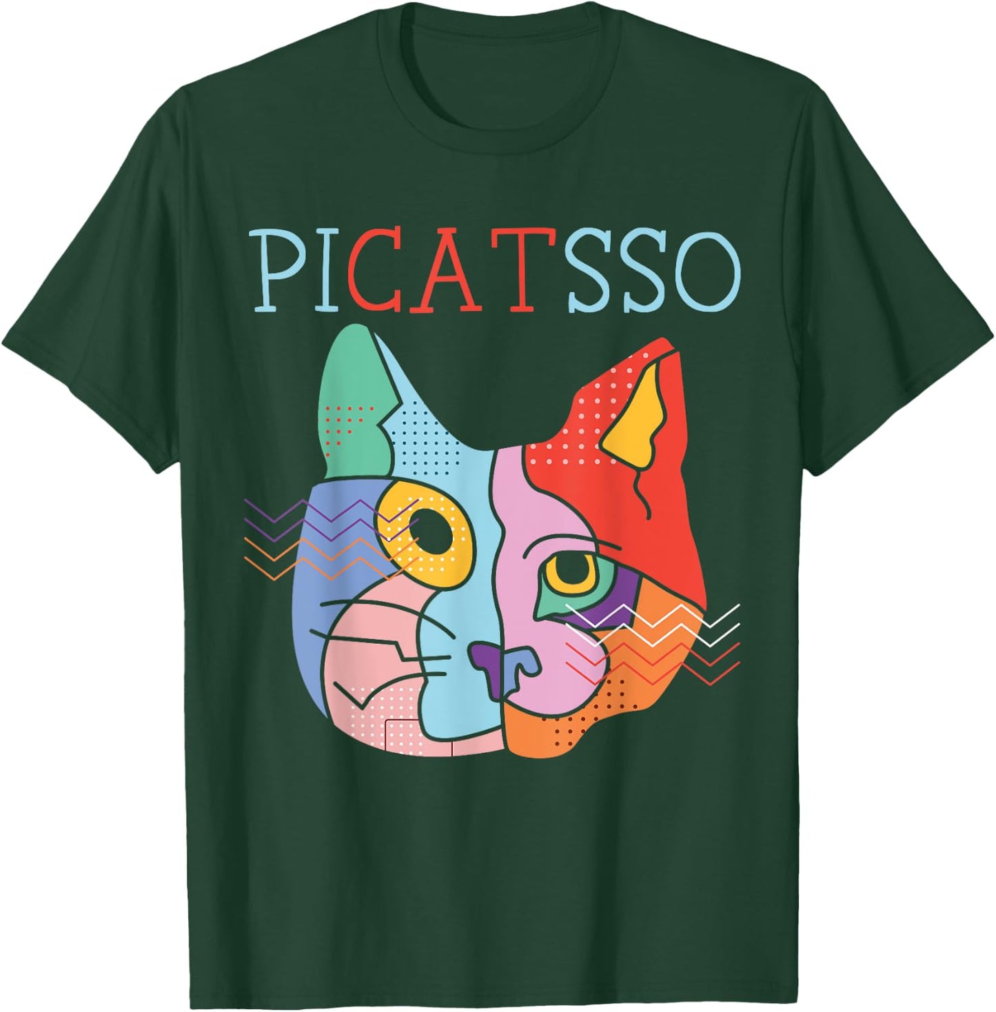 Picatsso Art Teacher Artist Painter Painting Cat Owner Women Girls Kids T-Shirt - T-Shirt | Forest