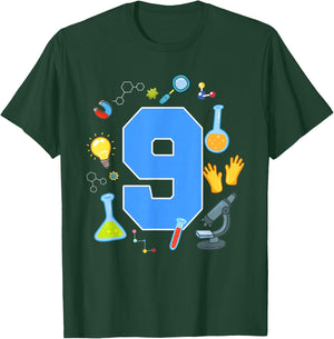9th Birthday Science Theme 9 Year Old Future Scientist T-Shirt - T-Shirt | Forest
