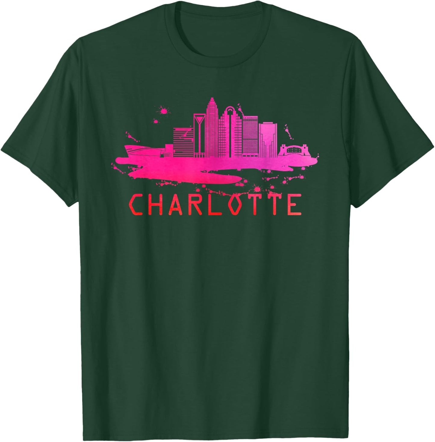Modern Charlotte Cityscape Souvenir - Charlotte Skyline T-Shirt - T-Shirt | Forest