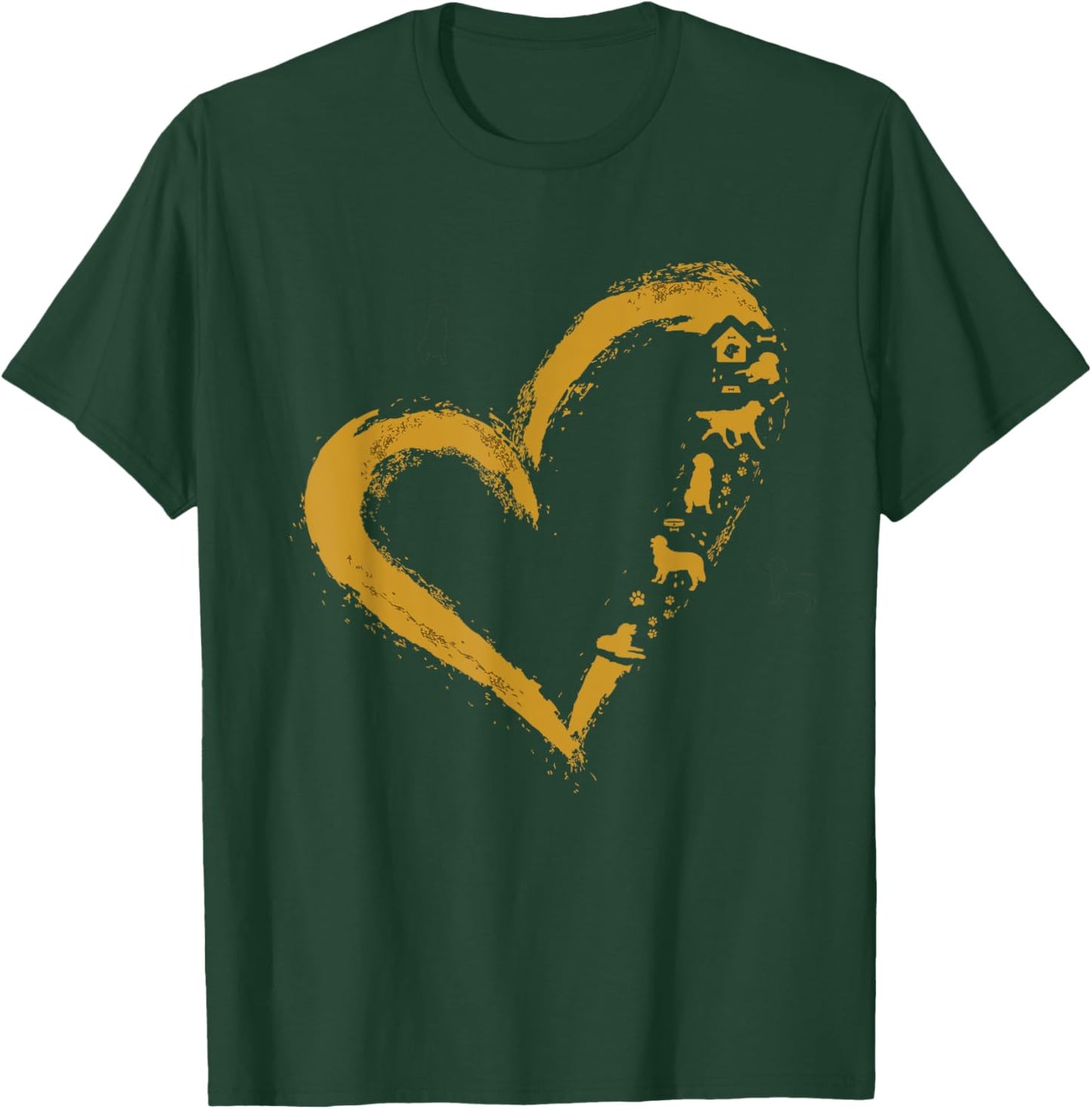 Golden Retriever Gold Dog Heart Shape Golden Dog Lover Gift Women Girls Kids T-Shirt - T-Shirt | Forest