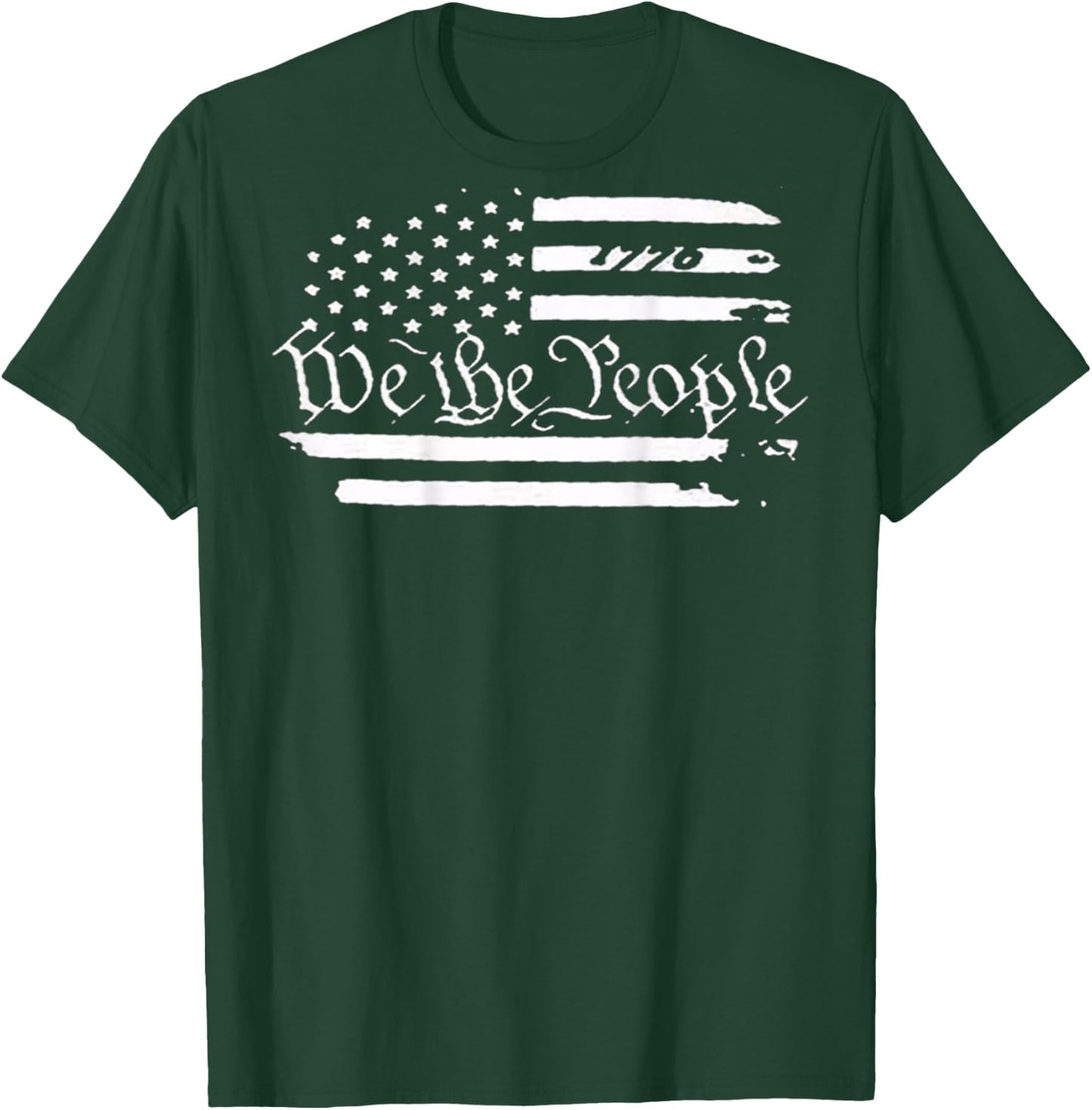 American Flag Patriotic 1776 We The People USA Print On Back T-Shirt - T-Shirt | Forest