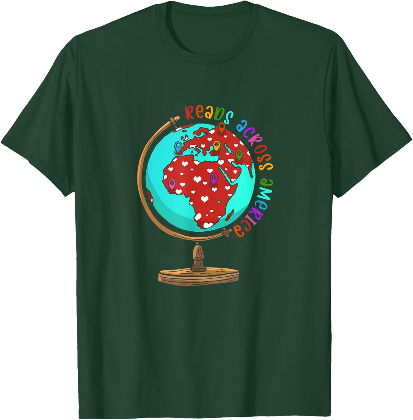 Reads Across That America Reading Lover Teacher Reader T-Shirt - T-Shirt | Forest