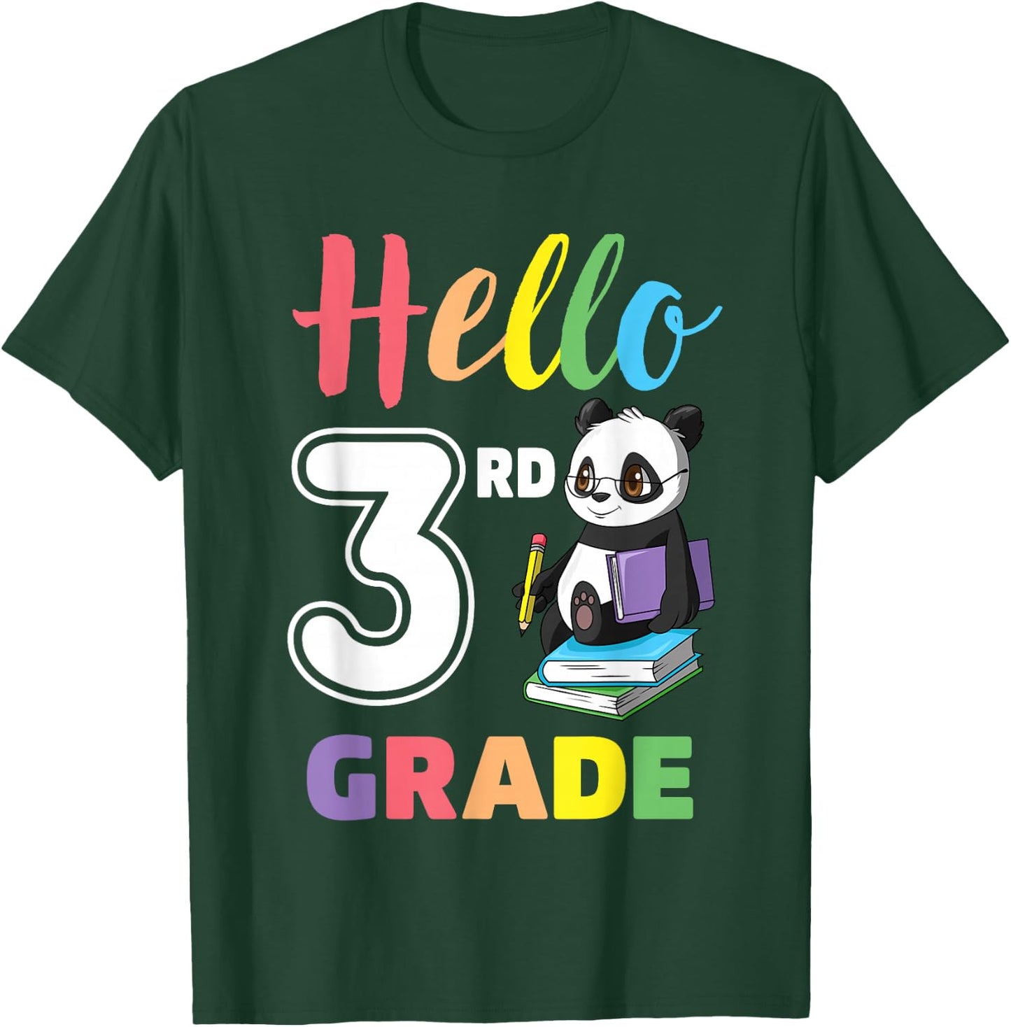 First Day of School Panda Hello 3rd Third Grade Kids T-Shirt - T-Shirt | Forest