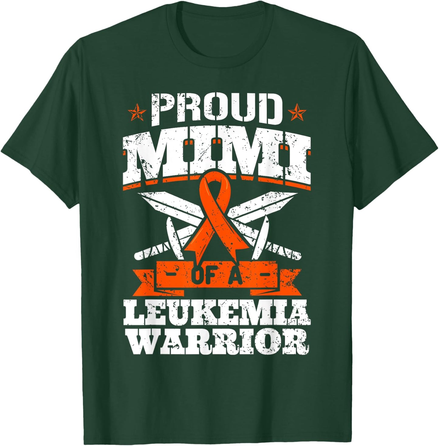Proud Mimi Of A Leukemia Warrior Grandma Awareness Ribbon T-Shirt - T-Shirt | Forest