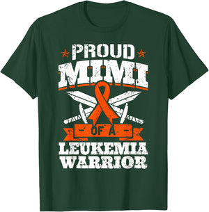 Proud Mimi Of A Leukemia Warrior Grandma Awareness Ribbon T-Shirt - T-Shirt | Forest
