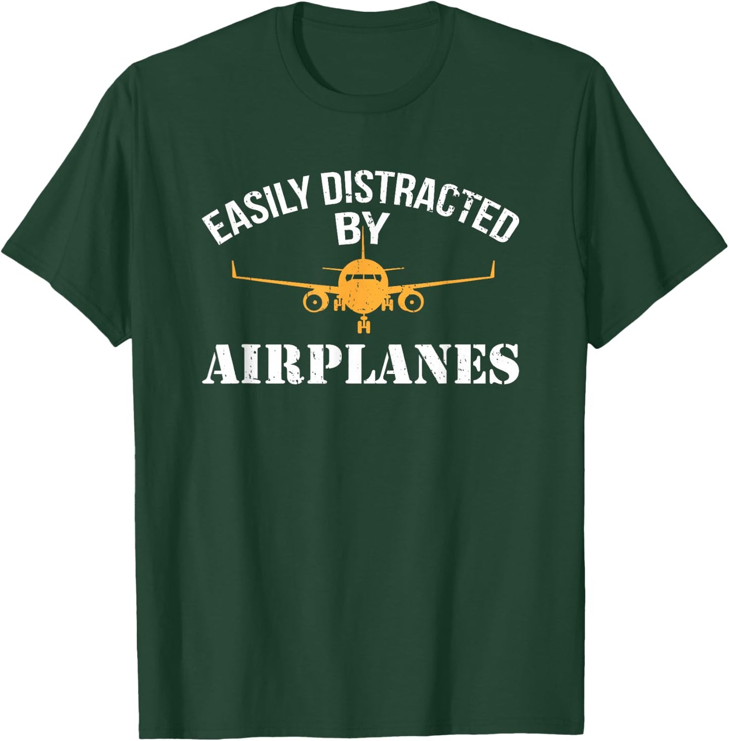 Easily Distracted By Airplanes Aviation Shirt Airplane Pilot T-Shirt - T-Shirt | Forest