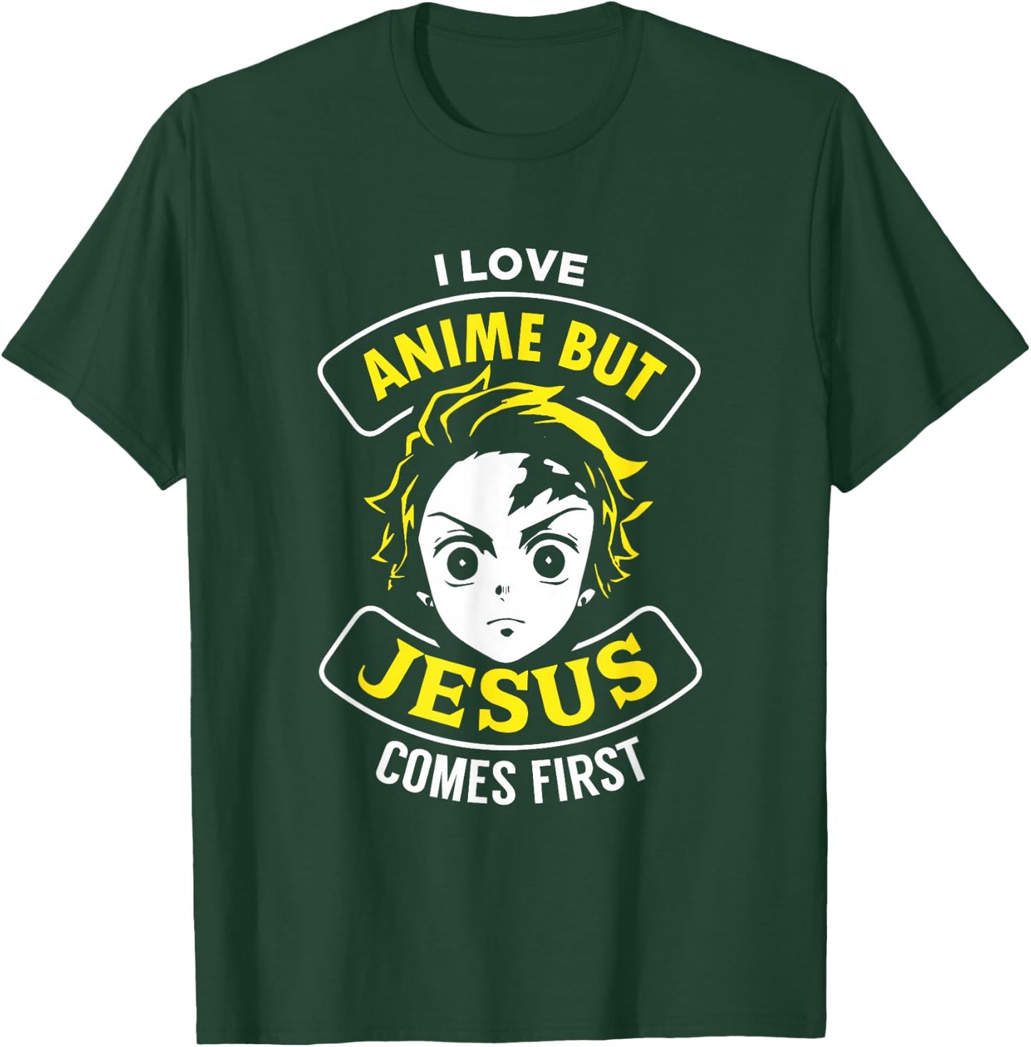 I Love Anime But Jesus Comes First - Christian Japan Yellow T-Shirt - T-Shirt | Forest