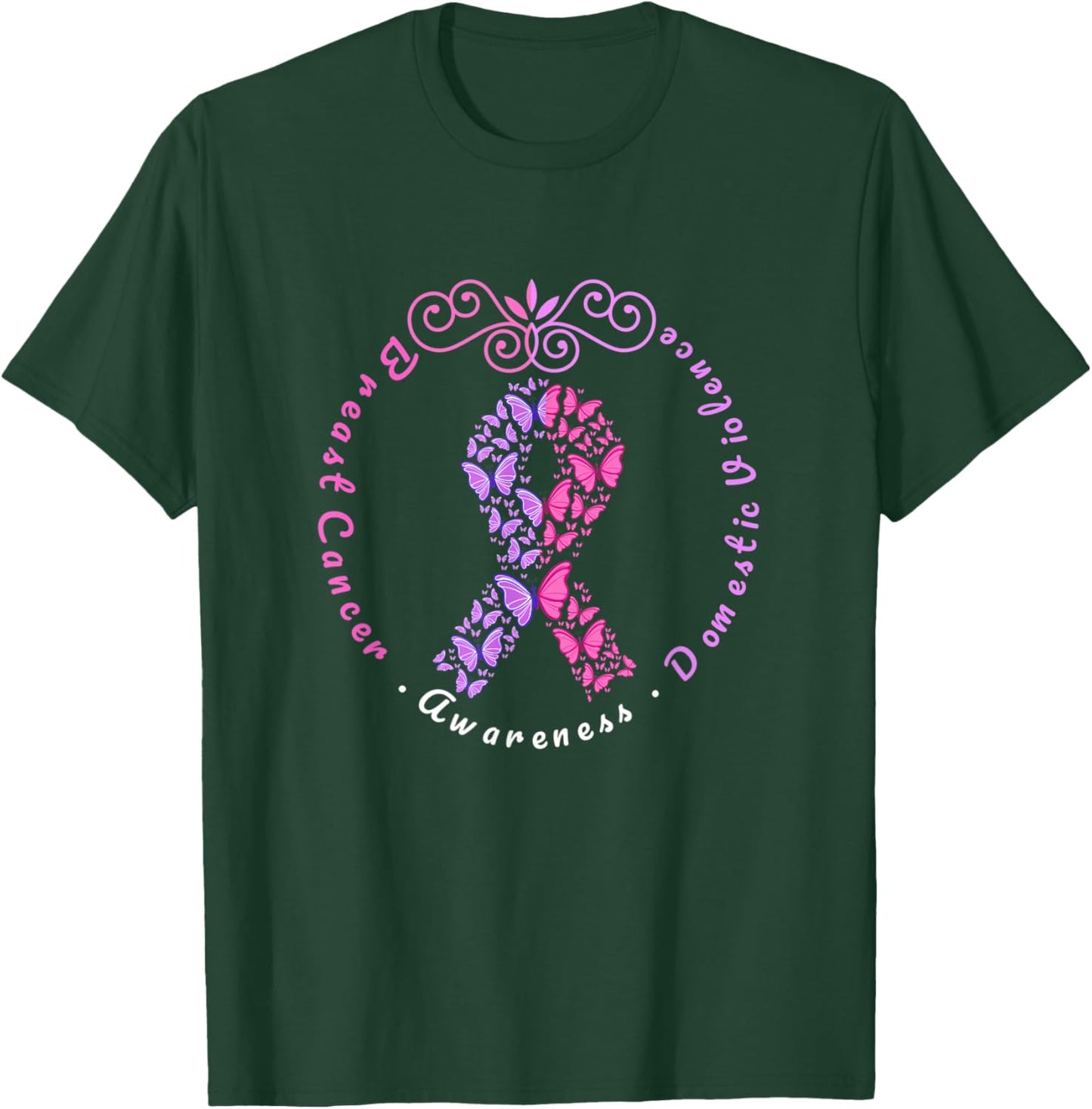 Domestic Violence and Breast Cancer Awareness Month T-Shirt - T-Shirt | Forest