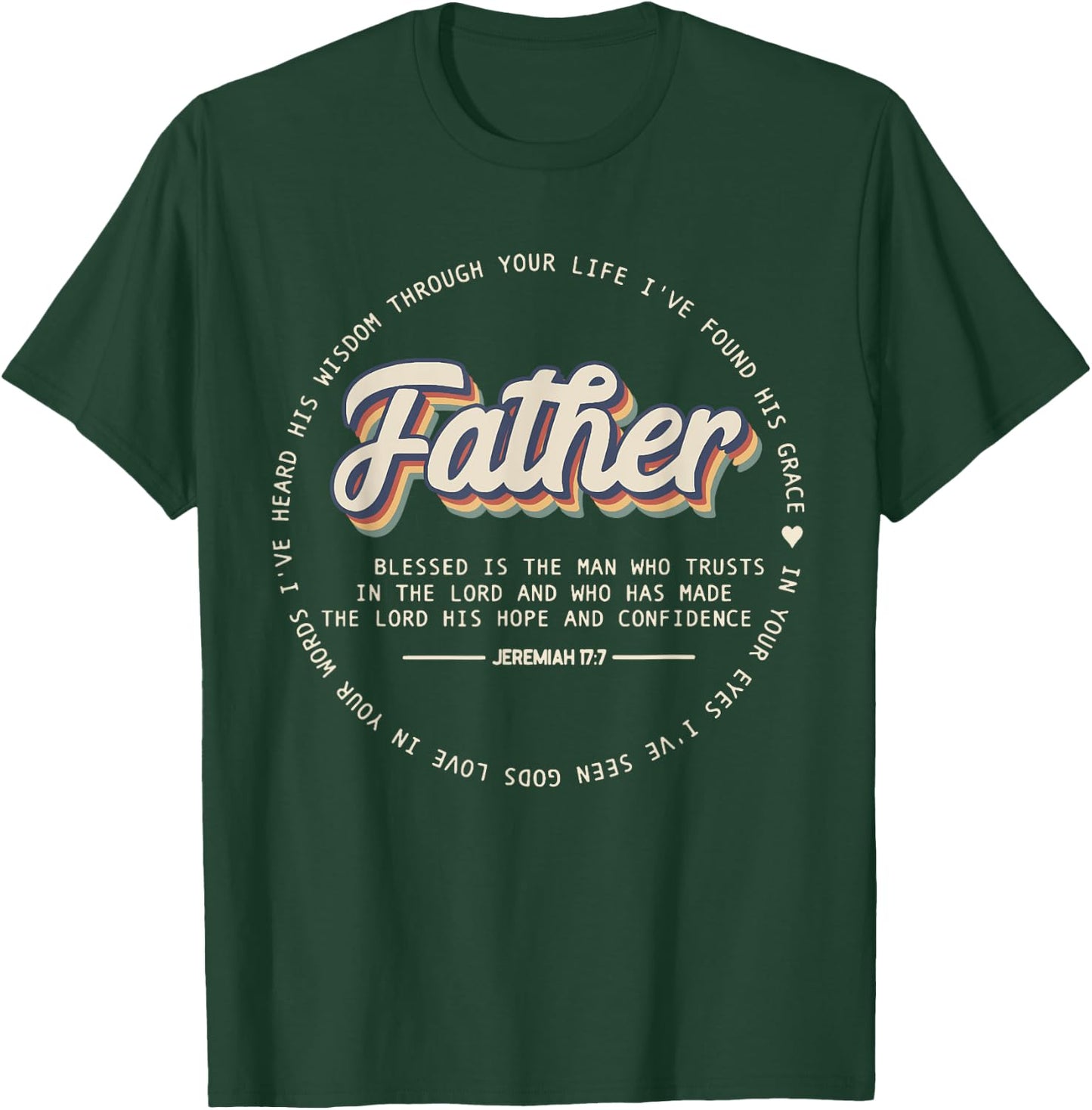 Retro Fathers Day Jeremiah Dad Noun Bible Verse Quote T-Shirt - T-Shirt | Forest