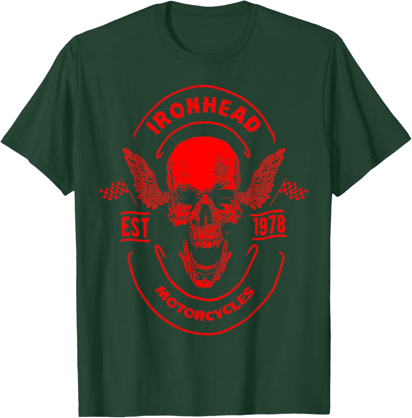 Ironhead Motorcycles Skull Motorcycle Biker T-Shirt - T-Shirt | Forest