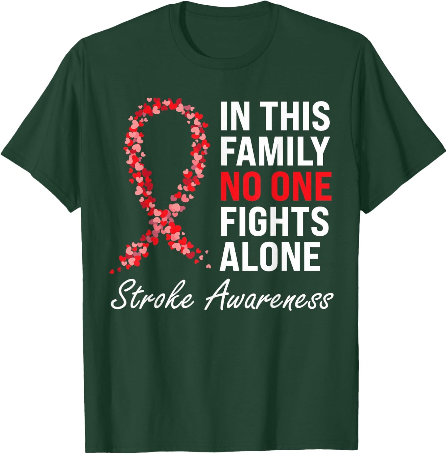 Stroke Survivor Stroke Awareness Red Ribbon T-Shirt - T-Shirt | Forest