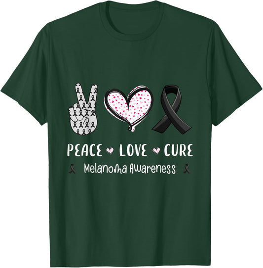 Peace Love cure Melanoma cancer awareness men women kids T-Shirt - T-Shirt | Forest