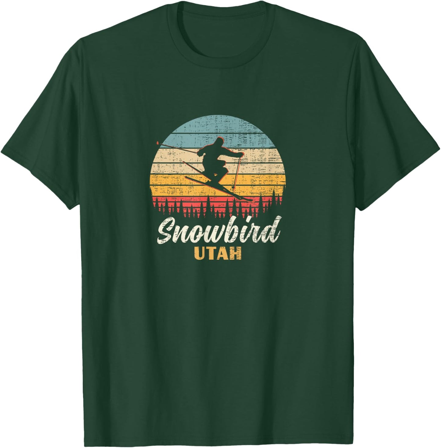 Snowbird Skiing Utah Vintage Mountain Utah Ski Vacation T-Shirt - T-Shirt | Forest