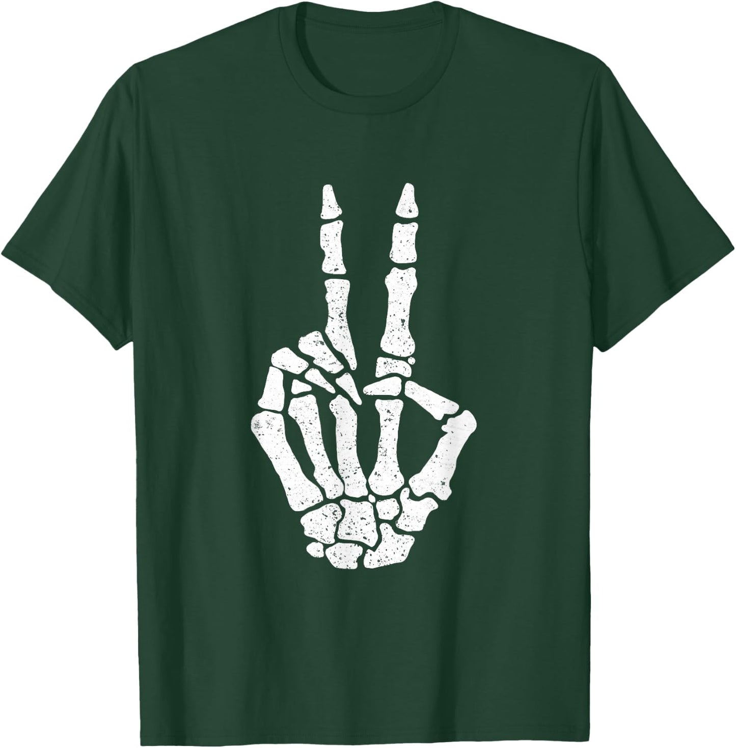 Halloween Skeleton Hand Peace Sign Funny Costume T-Shirt - T-Shirt | Forest