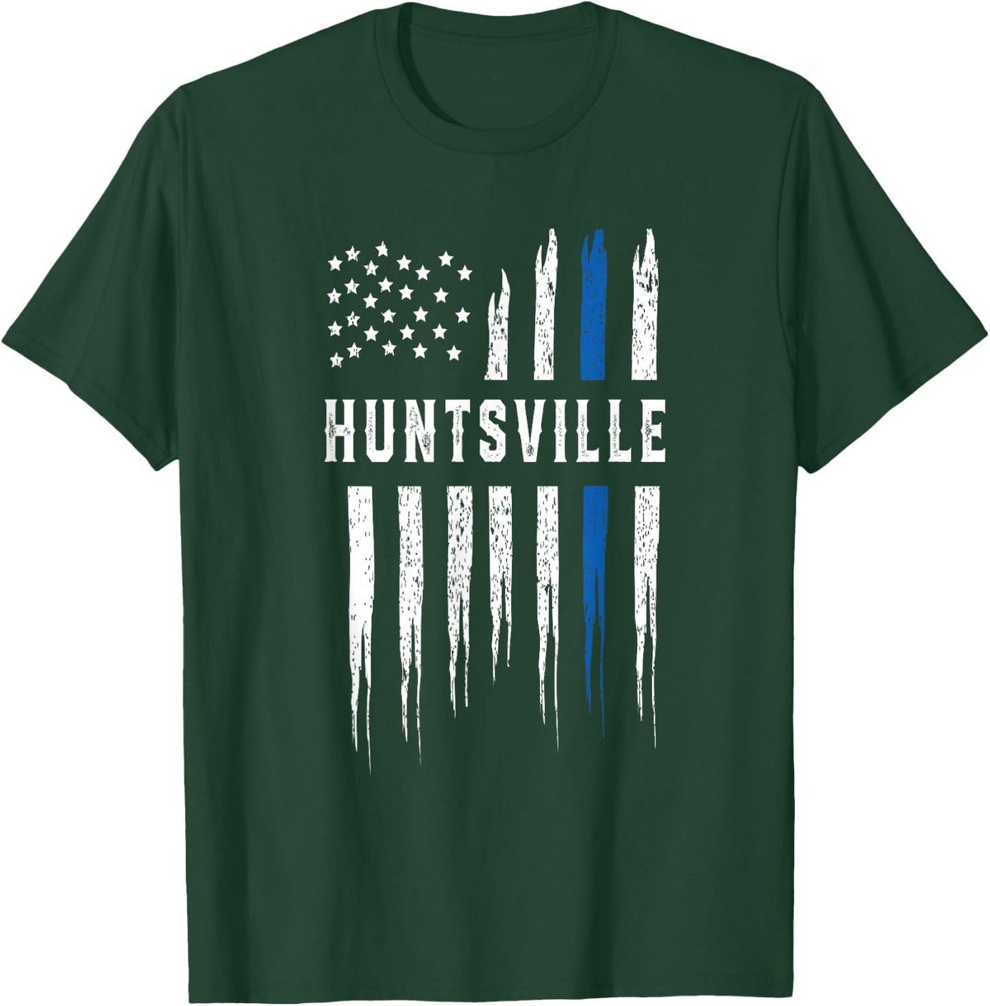 Thin Blue Line Heart Huntsville Police Officer Alabama Cops T-Shirt - T-Shirt | Forest