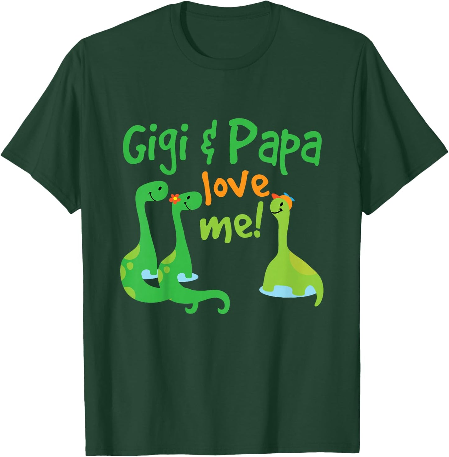 Kids Gigi and Papa Love Me Grandson Dinosaur T-Shirt - T-Shirt | Forest