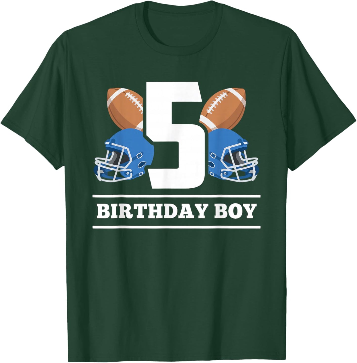 5th Birthday Boy Football Ball 5 Years Old Kids Gift Ideas T-Shirt - T-Shirt | Forest