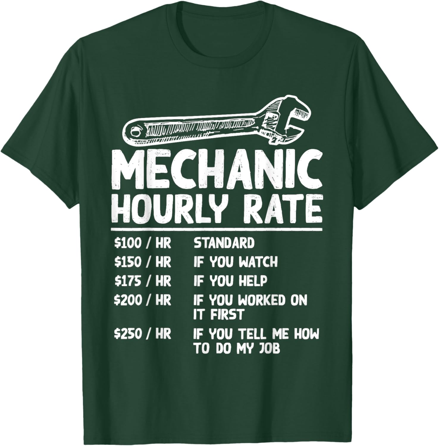 Mechanic Hourly Rate Funny Car Motorcycle Labor Gift T-Shirt - T-Shirt | Forest