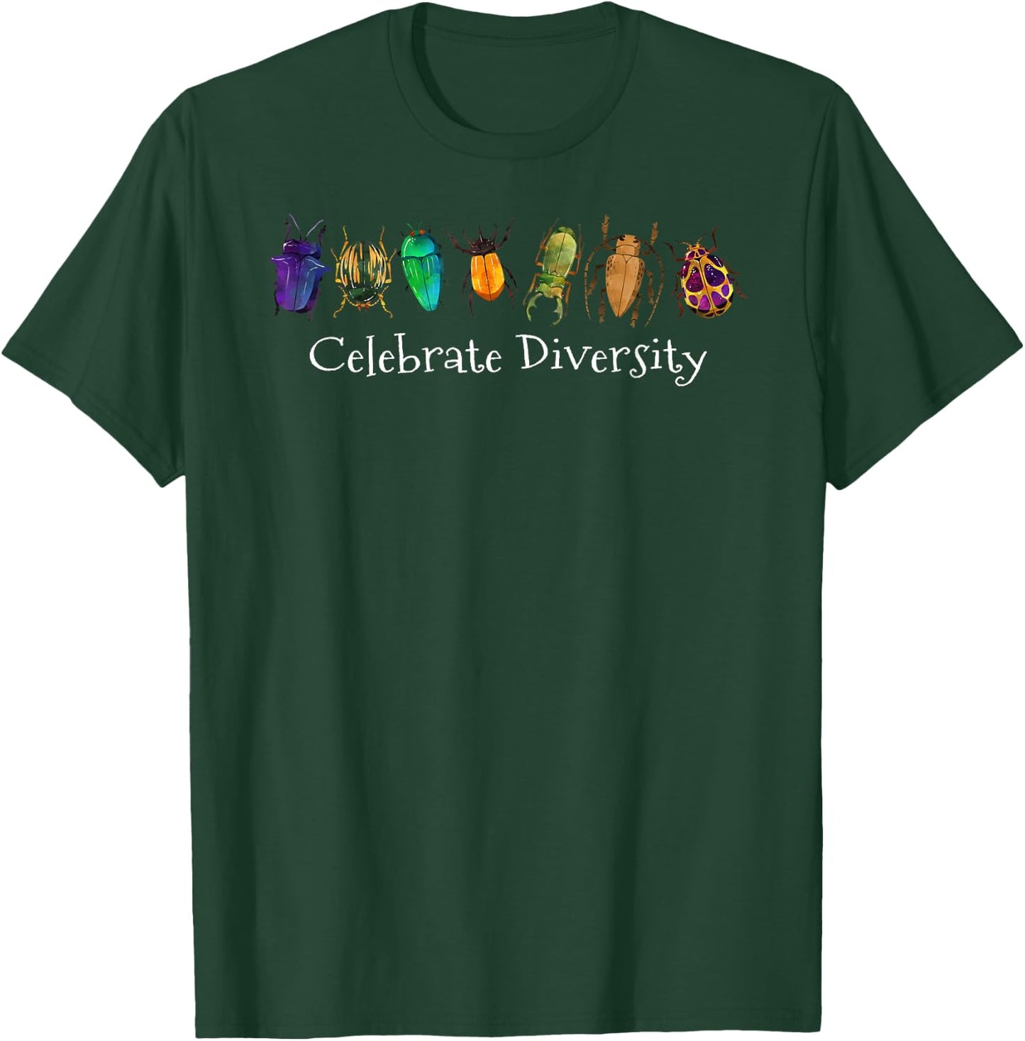 Celebrate Diversity Beetles Bugs Insects Entomology T-Shirt - T-Shirt | Forest