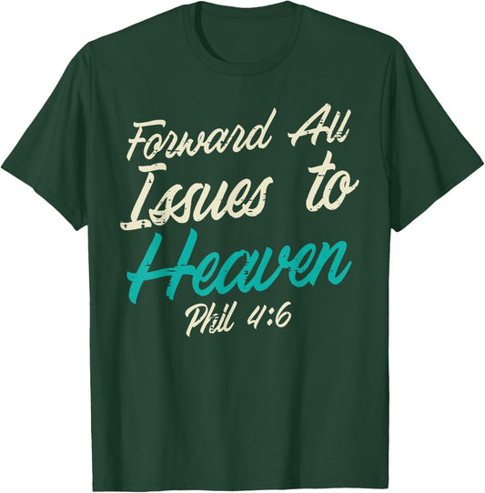 Christian Shirts Jesus Religious Catholic Gifts Forward All Issues To Heaven Bible Verse God Jesus Christian -Adults, Kids Black Small Modern Short Sleeve T-Shirt - T-Shirt | Forest