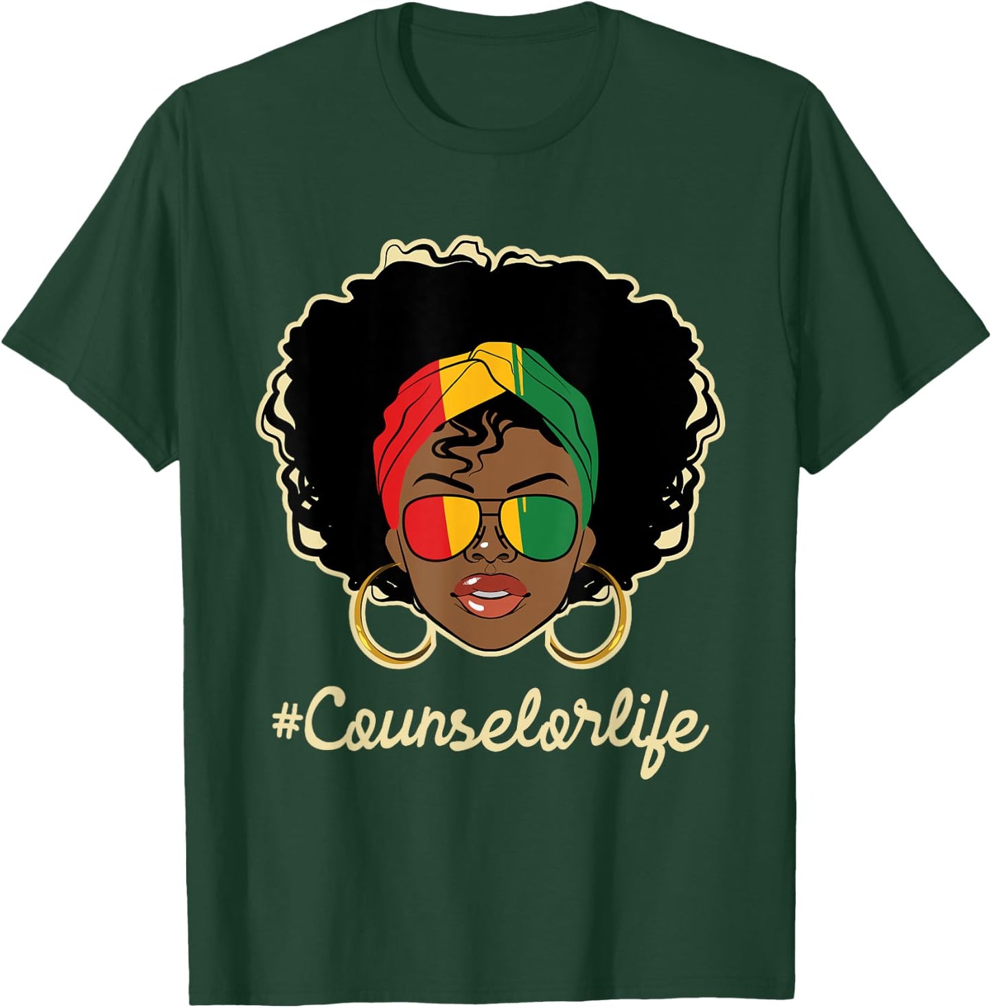 Counselor Life - African American Pride Career Counseling T-Shirt - T-Shirt | Forest