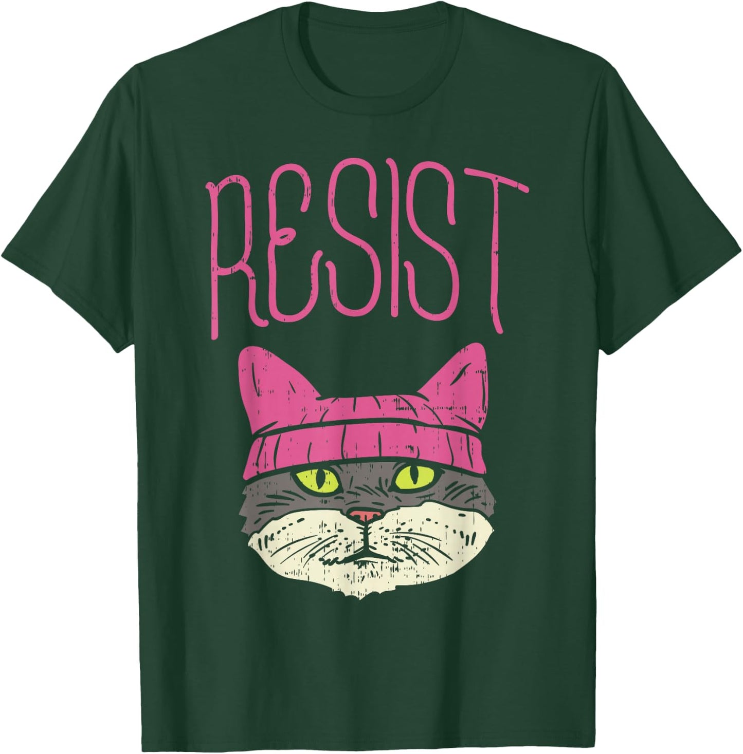 March Shirt Resist Pink Hat Kitty Cat Lover Gift T-Shirt - T-Shirt | Forest