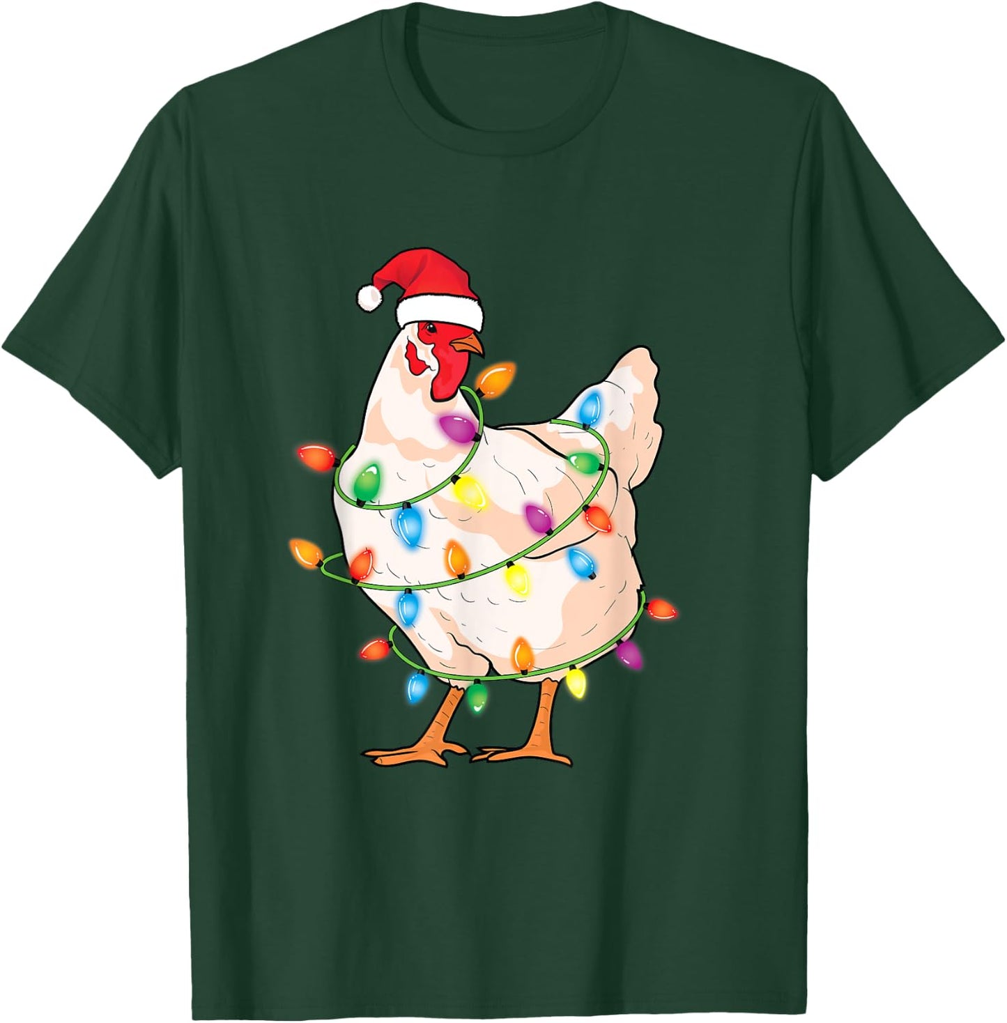 Chicken Christmas Tree with Santa Hat Farmer Funny Chicken T-Shirt - T-Shirt | Forest