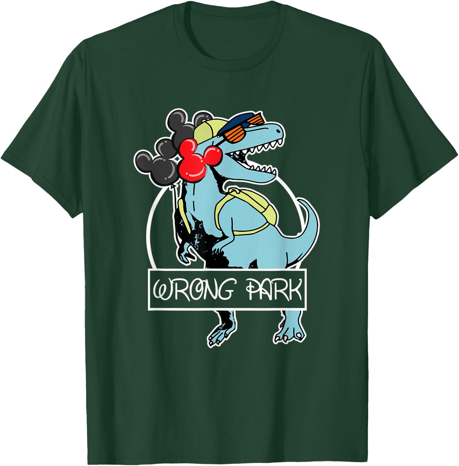 Wrong Park Dinosaur Funny Glasses T-Shirt - T-Shirt | Forest