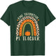 One Thankful Pe Teacher Thanksgiving Women Leopard Rainbow T-Shirt - T-Shirt | Forest