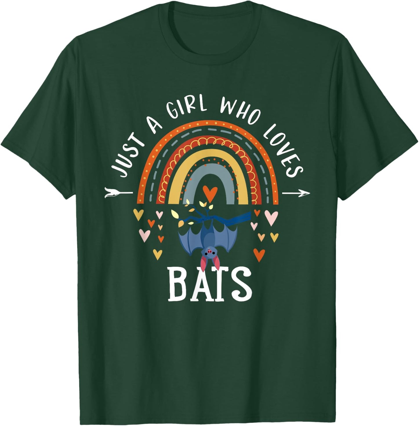 Just A Girl Who Loves Bats Rainbow Gifts For Bat Lover T-Shirt - T-Shirt | Forest