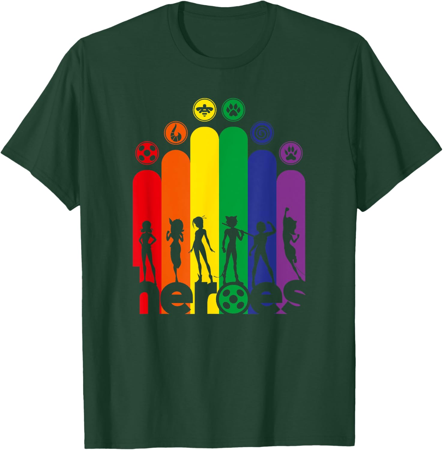 Miraculous Ladybug Rainbow Collection All Heroez T-Shirt - T-Shirt | Forest