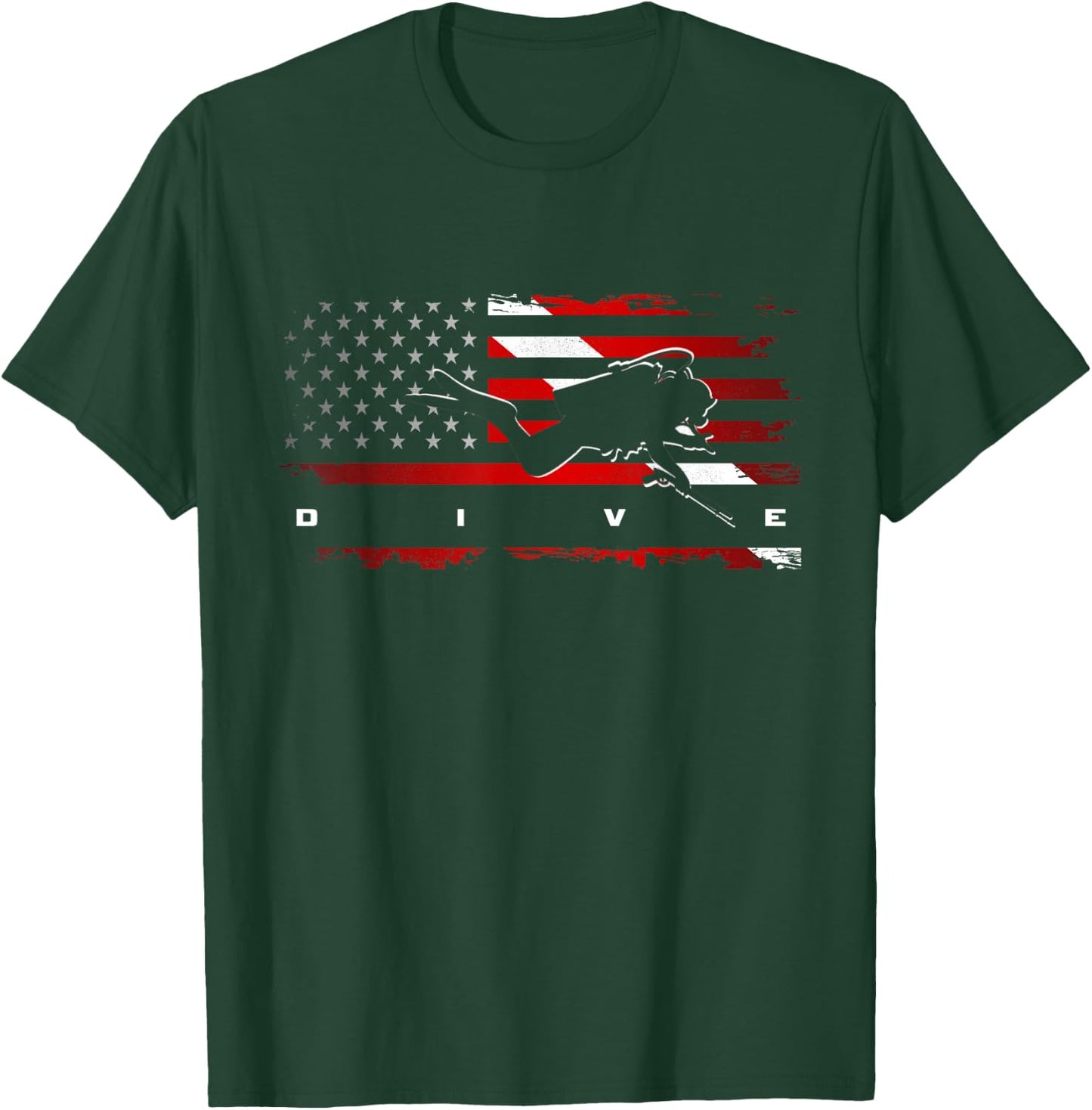 American Flag Scuba Diving Apparel - Scuba Diving T-Shirt - T-Shirt | Forest