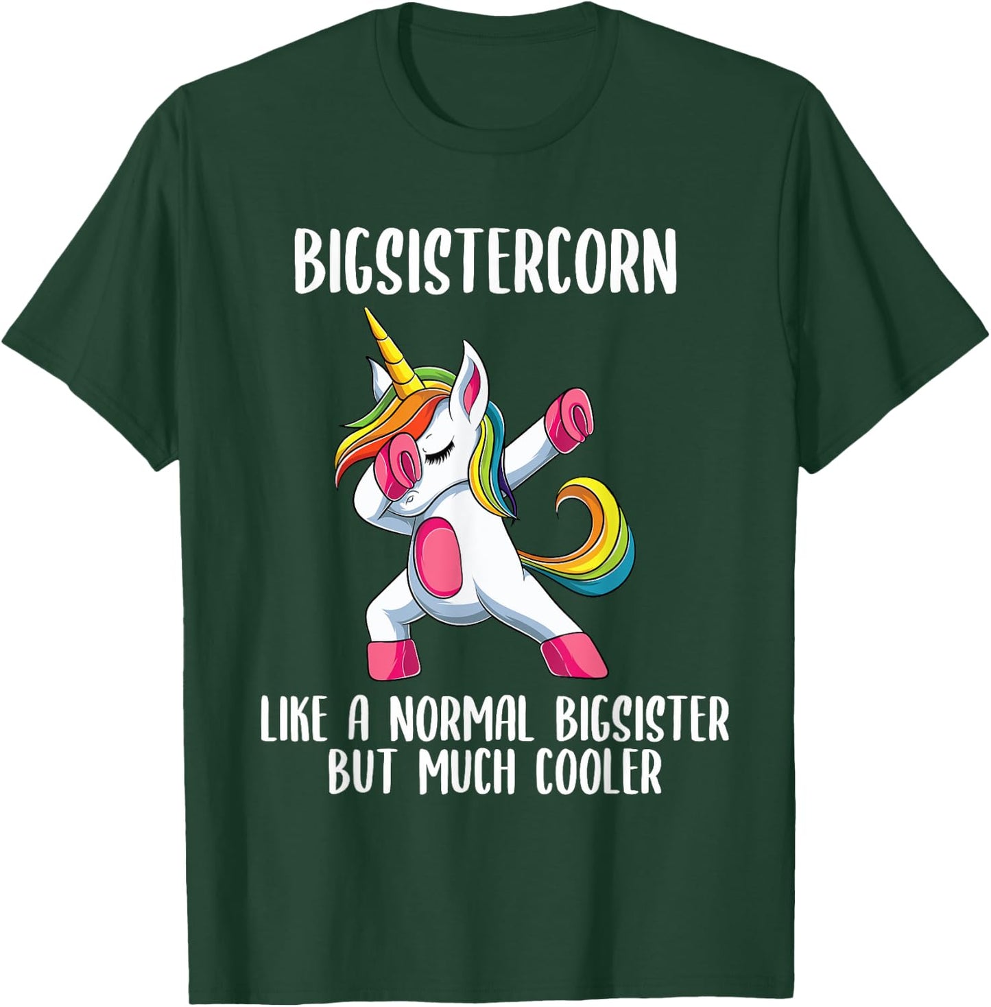 Unicorn Sister Girl Birthday Party Apparel, BigsisterCorn T-Shirt - T-Shirt | Forest