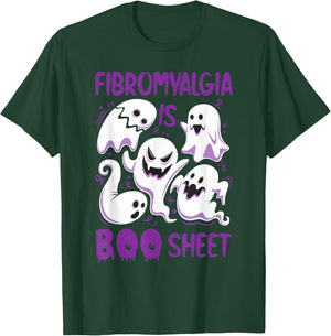 Fibromyalgia is Boo Sheet Purple Boos Funny Halloween Ghost T-Shirt - T-Shirt | Forest