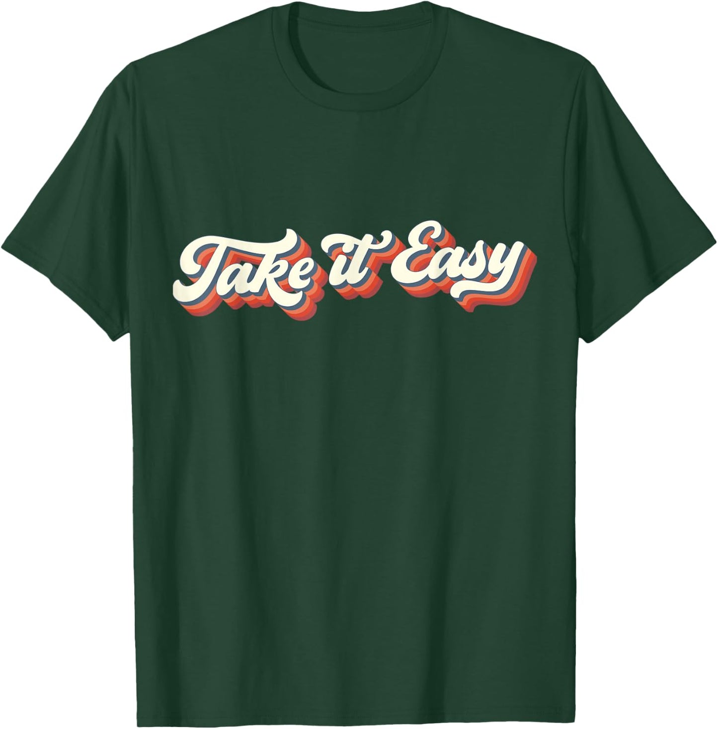 Retro Distressed 70's Take It Easy T-Shirt - T-Shirt | Forest