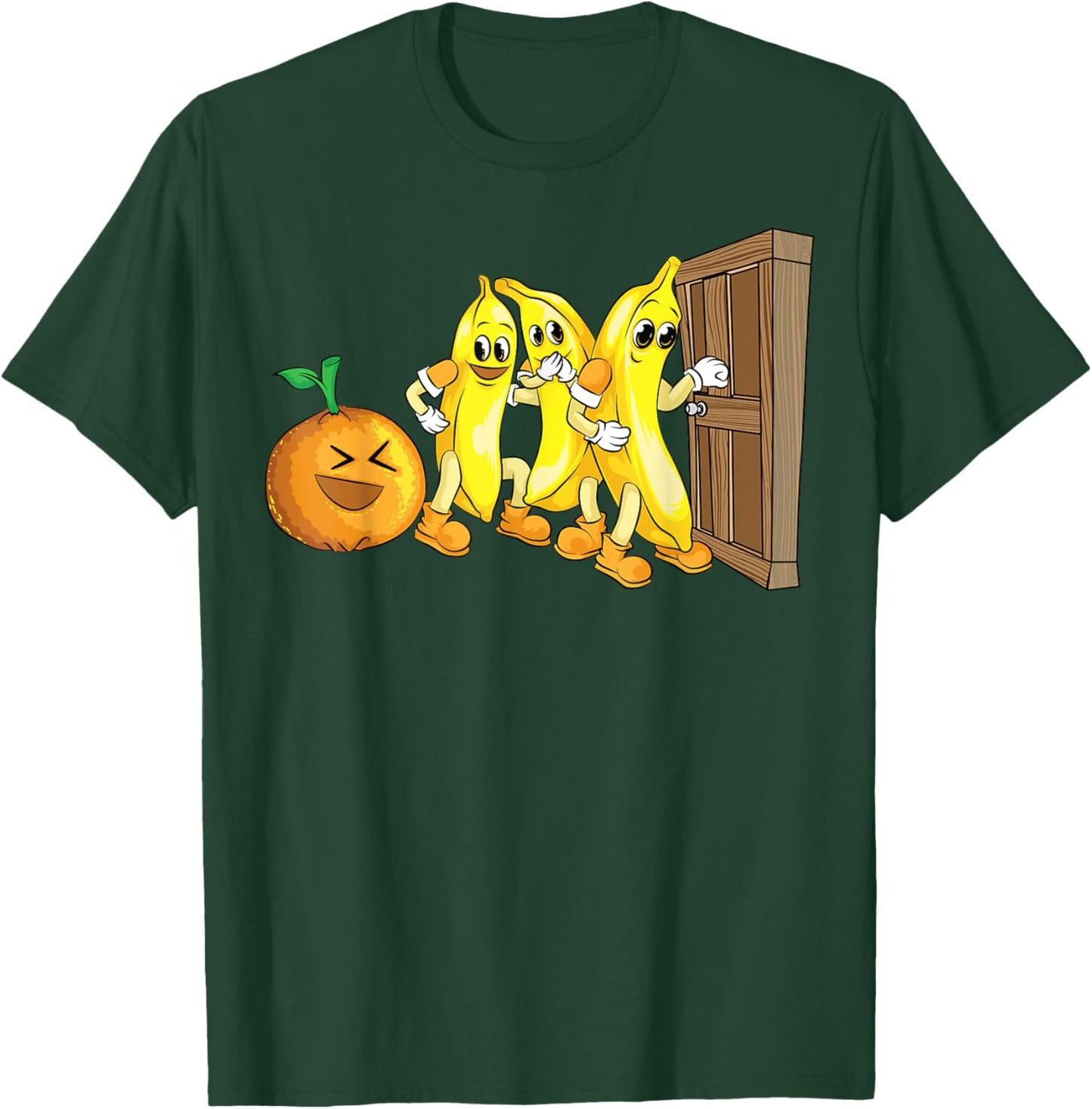 Funny Knock Knock 3 Bananas And Orange Cool Fruit Joke Gift T-Shirt - T-Shirt | Forest
