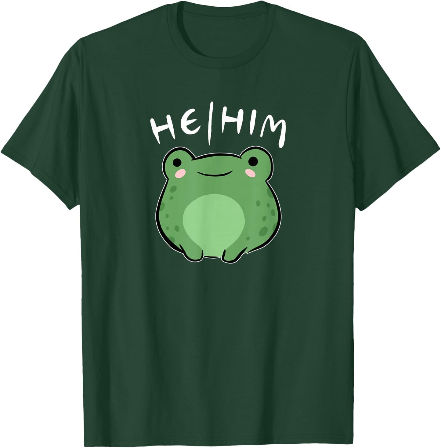 He Him Pronouns Frog Cute LGBT Queer Aesthetic T-Shirt - T-Shirt | Forest