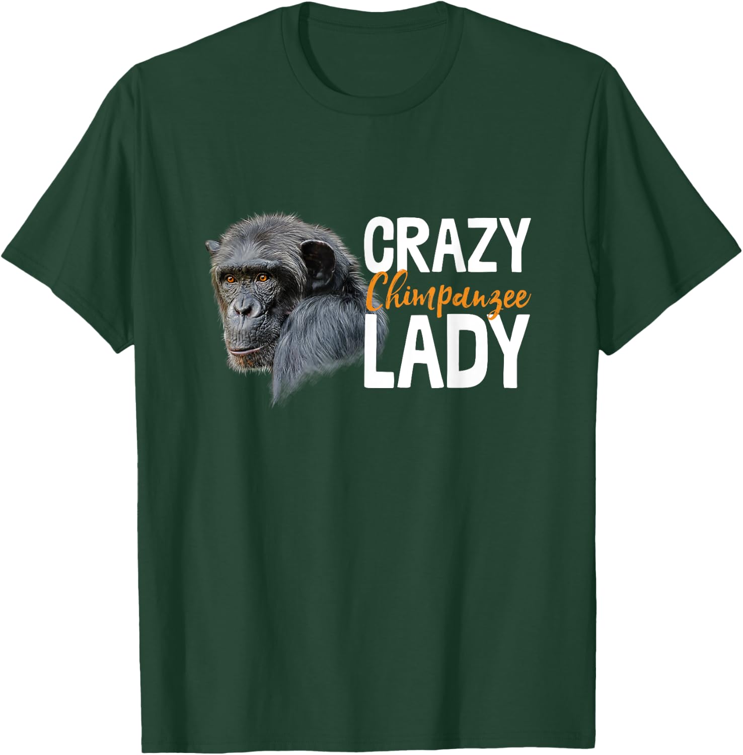 Crazy Chimpanzee Lady Art Monkey Chimp Ape Animal Novelty T-Shirt - T-Shirt | Forest