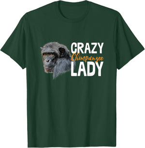 Crazy Chimpanzee Lady Art Monkey Chimp Ape Animal Novelty T-Shirt - T-Shirt | Forest