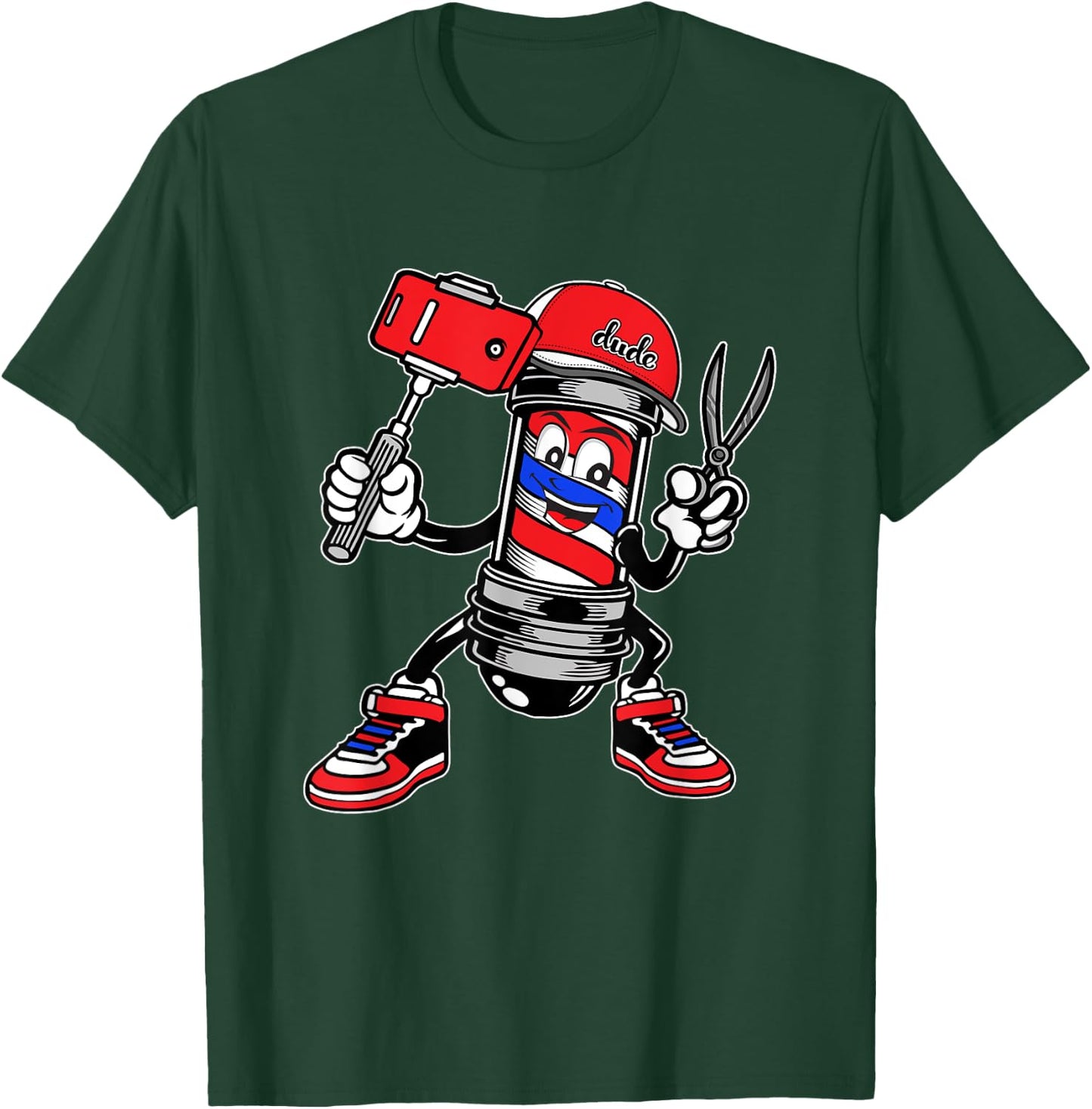 Barbershop Cool Barber Pole Hairdresser Funny Hip Hop Barber T-Shirt - T-Shirt | Forest