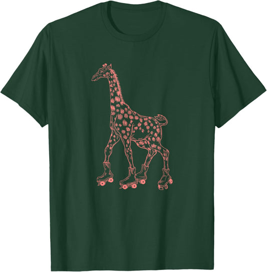 Giraffe Skating Roller Skates Derby Skater Funny Animal T-Shirt - T-Shirt | Forest