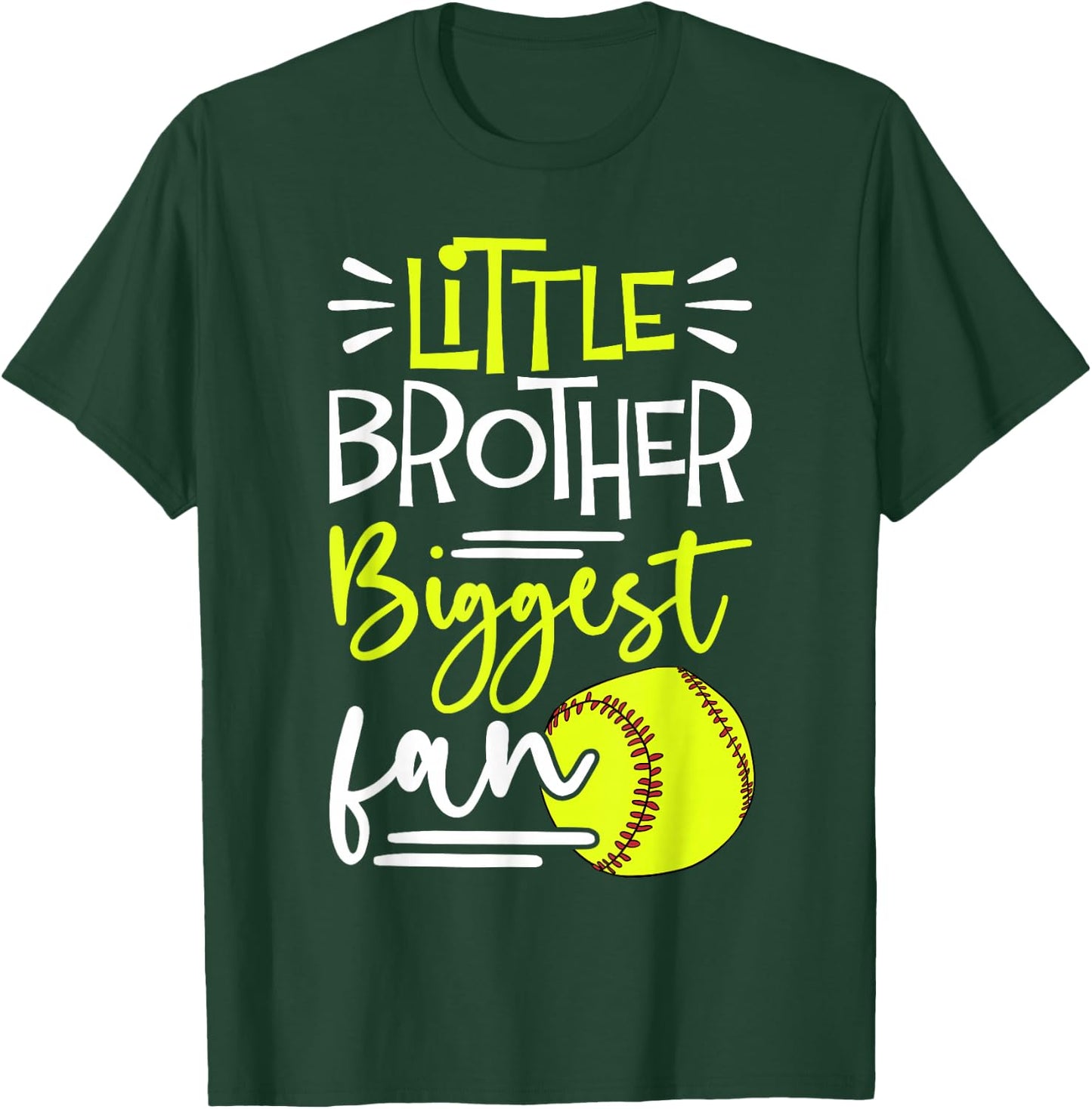 Little Brother Biggest Fan Softball, Softball Boys T-Shirt - T-Shirt | Forest