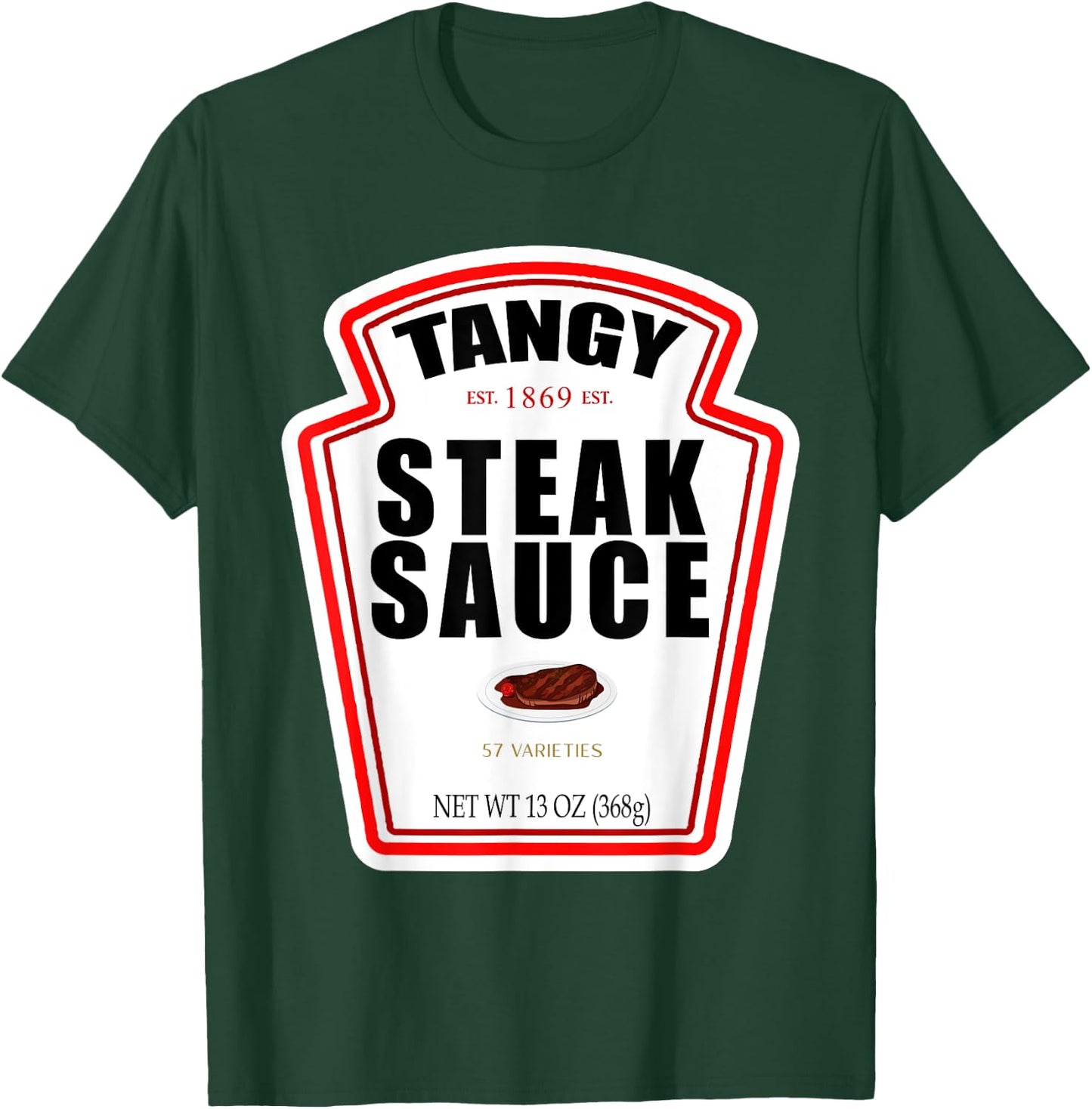 Steak Sauce Bottle Label Funny Halloween Costume Outfit T-Shirt - T-Shirt | Forest