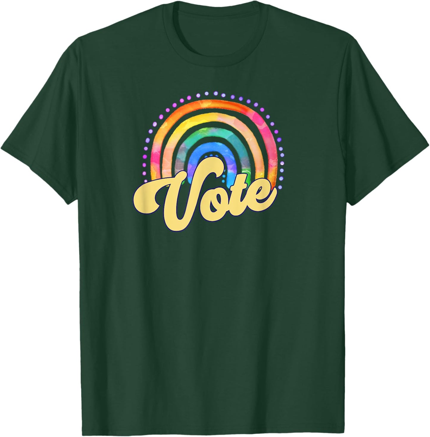 Retro Hippie Watercolor Rainbow VOTE T-Shirt - T-Shirt | Forest