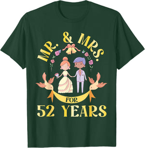 Mr And Mrs For 52 Years Of Wedding Married 52nd Anniversary T-Shirt - T-Shirt | Forest