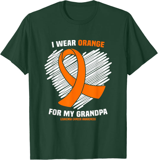 I Wear Orange For My Grandpa Leukemia Cancer Awareness T-Shirt - T-Shirt | Forest