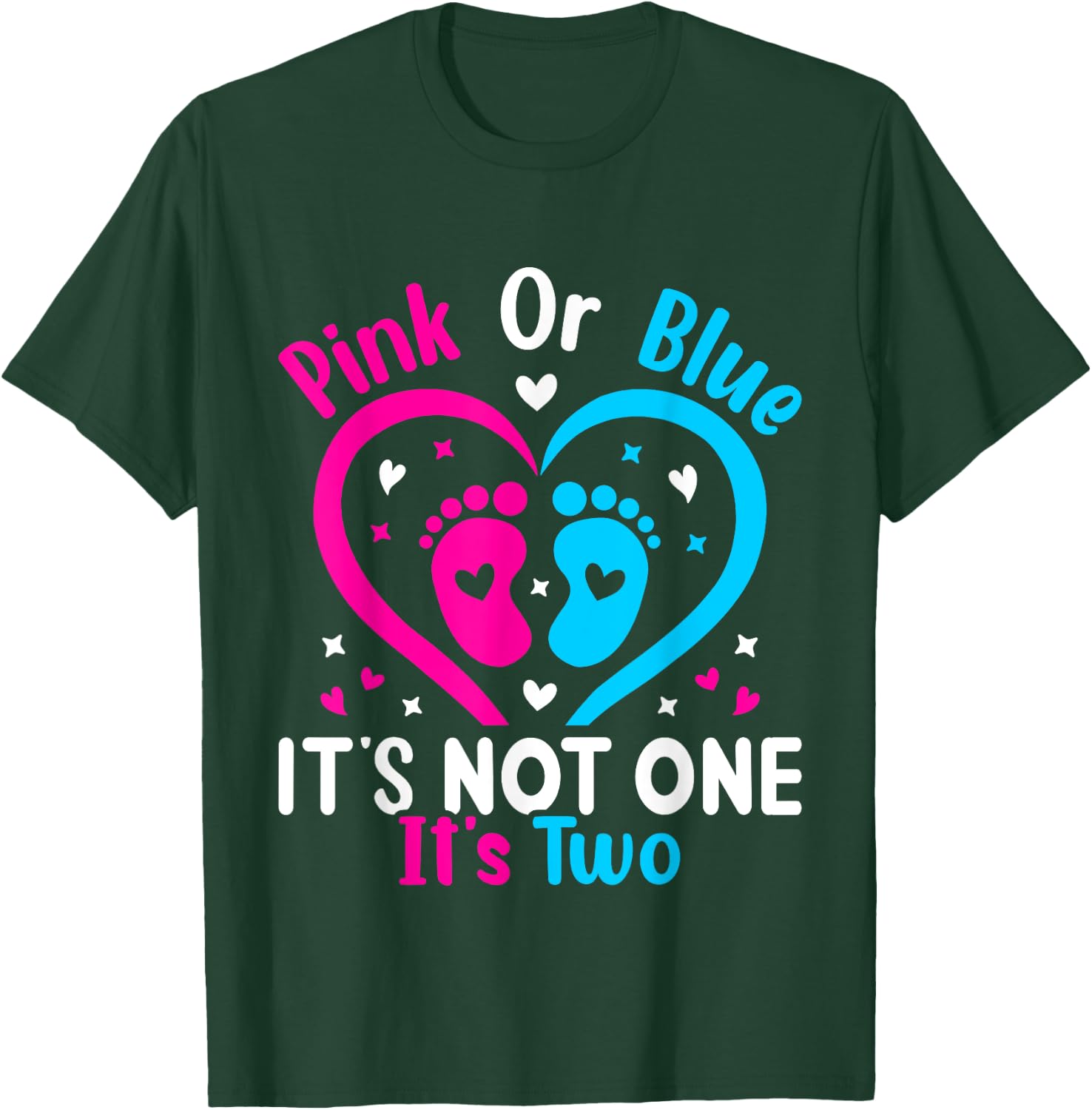 Pink or Blue It's Not one It's Two Twins Gender Announcement T-Shirt - T-Shirt | Forest