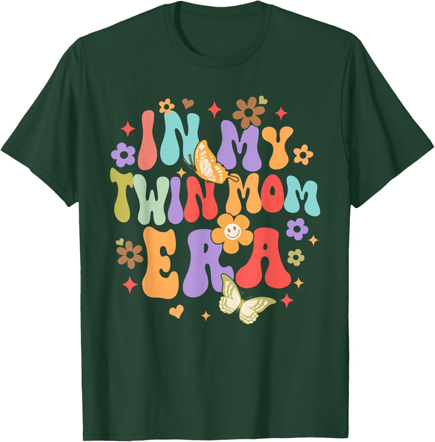 Twin Mama Pregnancy Announcement Funny In My Twin Mom Era T-Shirt - T-Shirt | Forest