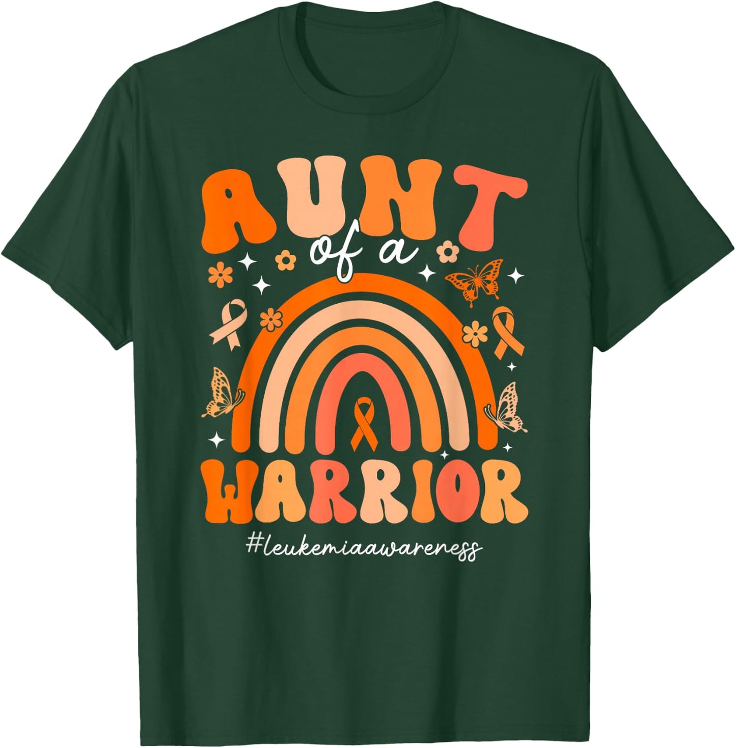 Groovy Leukemia Aunt Of A Leukemia Warrior Aunt T-Shirt - T-Shirt | Forest
